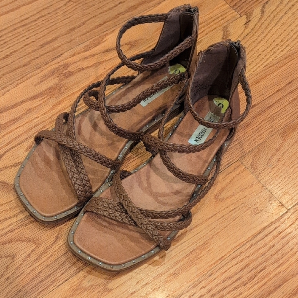 Brown Braided Sandals